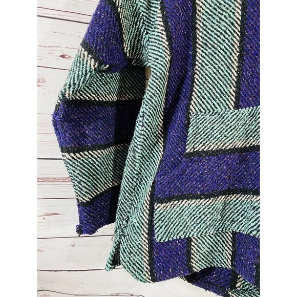 S Focus Chunky Mexican Southwest Poncho Hippie Festival Hoodie Drug Rug Size XL - Picture 5 of 10